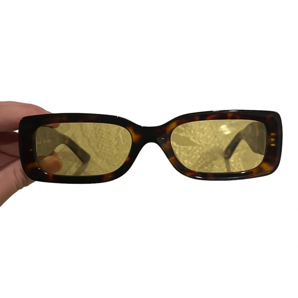 Tortoiseshell Rectangle Sunglasses with Yellow Lenses
